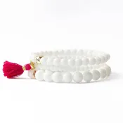 ADDISON SET OF 3 STRETCH BRACELETS GLASS & CRYSTAL W/BAG - WHITE