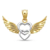 Gold Angel Winged Heart Pendant