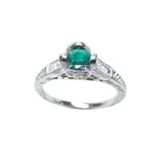 0.33 ct. Colombian Emerald Ring Oval cut 14K White Gold