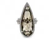 18K Smokey Quartz And Diamond Halo Cocktail Ring