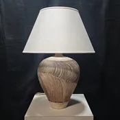 1986 Casual Lamps Ceramic Carved Concentric Groove Pattern 23"Dx33"