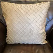 (1/2) Down Filled Green Silk Pillow w Beaded Edge