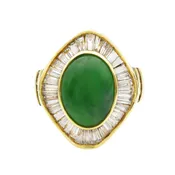 18K Jade Diamond Ballerina Ring - GIA | Antique & Estate Jewelry | Designs in Gold