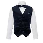 A.X. N.Y. BOYS 4 PIECE NAVY VELVET VEST SET