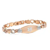 Rose Gold Heart Linking Medical Alert Bracelet-AA7212