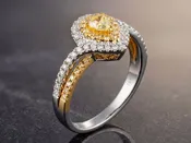18K Yellow & White Gold Yellow Diamond Halo Ring 0.69ctw