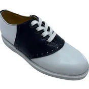 BOND GIRLS LEATHER SADDLE OXFORD- WHITE & NAVY