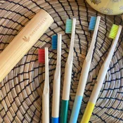 Bamboo Toothbrush With Travel Case: Red