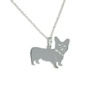 Corgi – Pembroke Welsh Glitter Collar Sterling Silver Rhodium Plated Dog Pendant