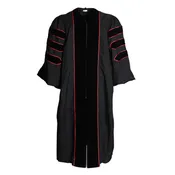 Black Deluxe  Doctoral Gown with Red Piping- Academic Regalia