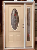 ThermaTru Fiberclassic 3/0 Door w/ 14" Sidelight Wellesley Glass — Dukes Lumber
