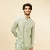 Aqua Green Draped Kurta Pajama