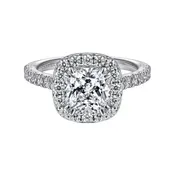 14K Rounded Halo with Diamonds on the Band Engagement Ring