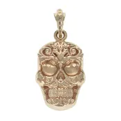 10K Gold Carved Baroque Skull Pendant