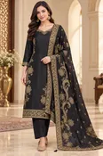 Black Silk Salwar Suit with Zari & Mirror Work