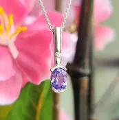 14kt White gold Tanzanite Diamond Pendant