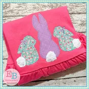 3 Bunnies with Bows Applique