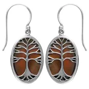 (241STAN) Tan Shell Tree of Life Earring
