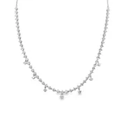 14K White Gold - Diamond Bolo Necklace - J35484
