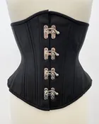 Black Cashmere with Silver Swing Hooks Hourglass Underbust Corset