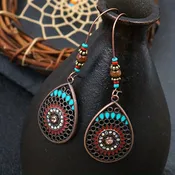Alloy Oil Drip Beaded Teardrop Earrings