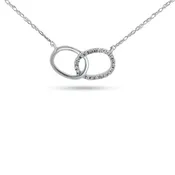 10K White Gold Interlocking Oval Diamond Necklace | 0.05 CTW