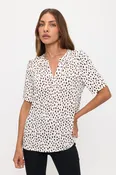 ANIMAL PRINT SPLIT NECK SHIRT