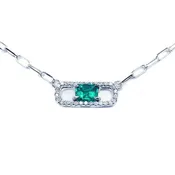 0.68 Carat Papper Clip Emerald Necklace 18K White Gold