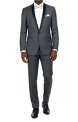 (38R, 38L) Slim Fit 2 Piece Heather Gray Tuxedo
