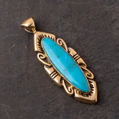 14KT Gold &amp; Kingman Turquoise Pendant