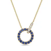 14 Karat Yellow Gold Eternal Sapphire Circle Necklace