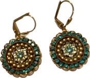 Swarovski Crystal Lever Back Round Mosaic (Green)
