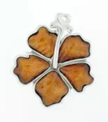 Sterling Silver Hawaiian Koa Wood Hibiscus Pendants