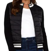 Black Quilted Baseball Jacket