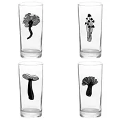 4 Pack Boxed Set Mushrooms Black Tall Collins Glasses