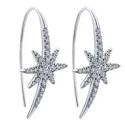 14k White Gold Star Diamond Drop Ladies Earrings — New Rochelle Jewelers