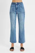 Risen Ankle Flare Patch Pocket Jeans - Curvy
