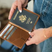 Full-Grain Leather Passport Wallet with 4 Card Slots