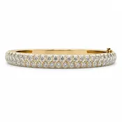 14K Yellow Gold Two-Row Diamond Hinged Bangle Bracelet, 4.00 ctw