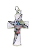 1 1/2 inch Silver Tone UV Baptism Cross