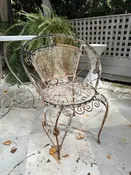 Antique White Painted Iron Chair
