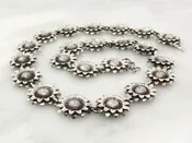 Silver Sunflower Necklace - Vintage Bold Floral Heavy Sterling Jewelry - 19"