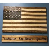Handcrafted Solid Wood Mounted American Flag