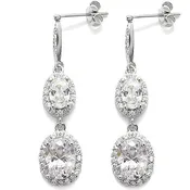 1.75 Ct Multi Oval Cut CZs with Accents Dangling Earrings