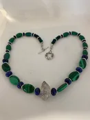#2 Malachite, Lapis Lazuli and Elestial Quartz Necklace
