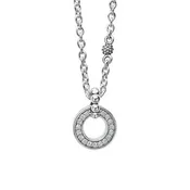 0.14ct Diamond Caviar Spark 11mm Circle Pendant in Sterling Silver, 16-18"