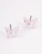 Acrylic Lilac Candy Butterfly Stud Earrings