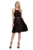 Poly USA Metallic Pleated Homecoming Dress with Cross-Back Straps