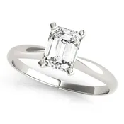 14K White Gold Emerald Cut Solitaire Engagement Ring