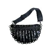 Reese Quilted Sling/Waist Bag w/Black Resin Chain & 2" Solid